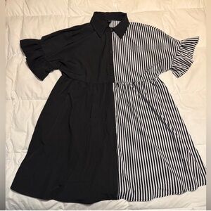 Stylish Black and White Striped Dress